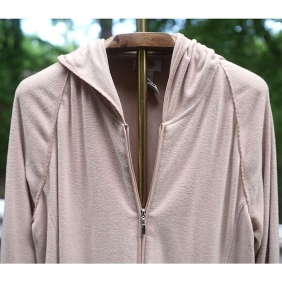Vintage 90s Talbots Tan Hooded Zip Up Sweatshirt - Picture 2 of 7